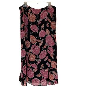 Harold's Womens Silk Floral Black Pink Maxi Skirt Size 14 Summer Career Feminine